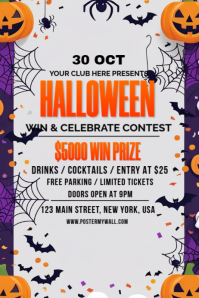 White Joyful Halloween Raffle Contest Poster Poster Plakat template