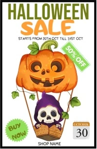 White Joyful Halloween Sale Half Page Wide Media Página Ancho template