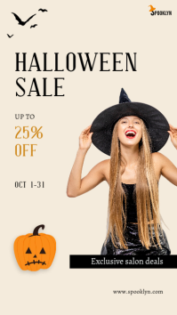 White Halloween Salon Sale เรื่องราวบน Instagram Template - Page 1
