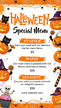 白色 Halloween Special Menu Instagram Story Template