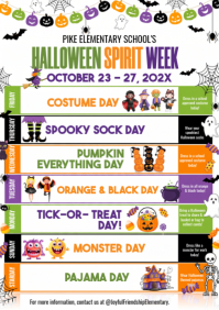 White Halloween Spirit Week A4 Template