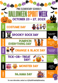 White Halloween Spirit Week A4 Template