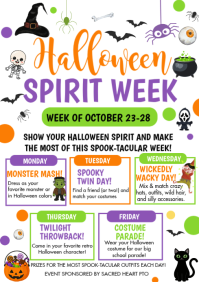 White Halloween Spirit Week A4 Template