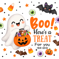 White Halloween Treat Square Template