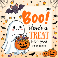 White Halloween Treat Kvadrat Template