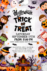 White Halloween Trick or Treat Event Banner 4' × 6' Template