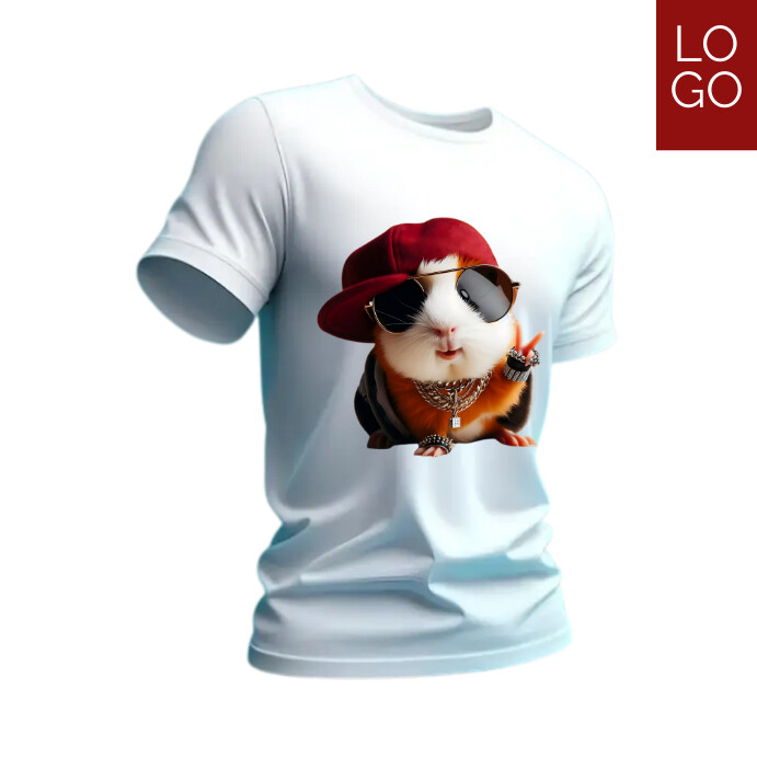 White Joyful Hamster Kombat T-shirt  Instagra Instagram Post template