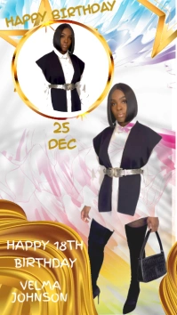 White Joyful Happy 18th Birthday Digital Disp Umbukiso Wedijithali (9:16) template