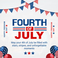 White Joyful Happy 4th Of July Celebration Instagram Post template
