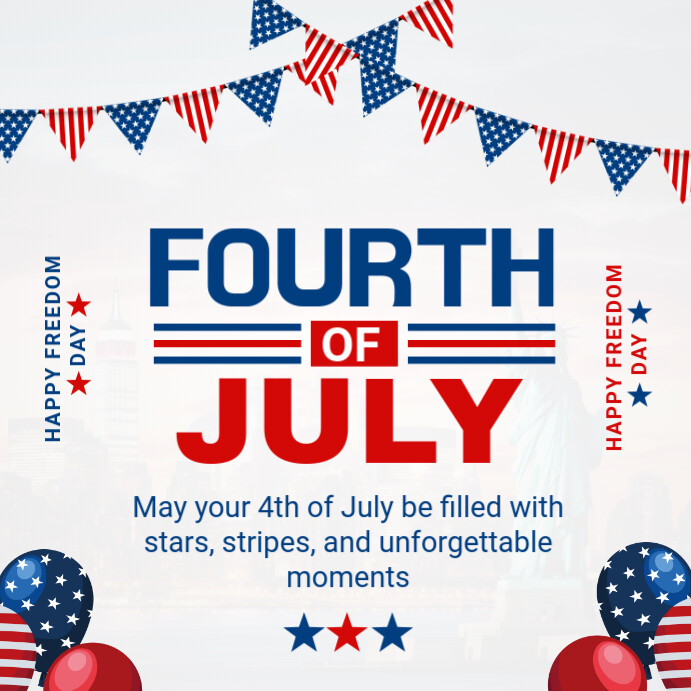 White Joyful Happy 4th Of July Celebration Instagram Post template