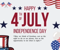 White Joyful Happy 4th Of July Celebration  Medium Rectangle template