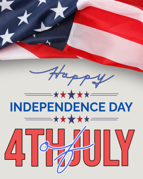 White Joyful Happy 4th Of July Independence Celebrations  Instagram Portrait template