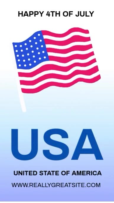 White Joyful Happy 4th Of July Usa Digital Display (9:16) template