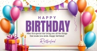 White Joyful Happy Birthday Facebook Shared Image template