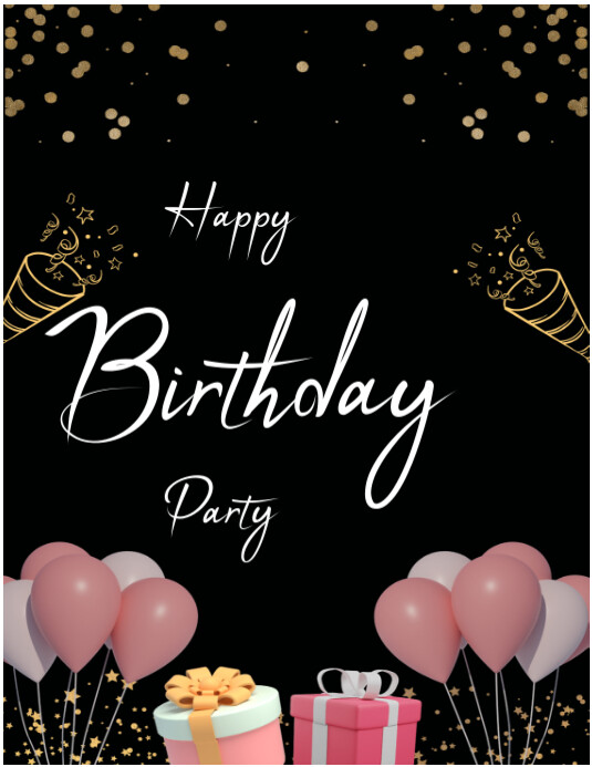 White Joyful Happy Birthday Flyer (us Letter) template