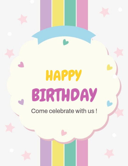 White Joyful Happy Birthday Flyer (us Letter) Template PosterMyWall
