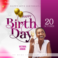 White Joyful Happy Birthday Instagram Post template