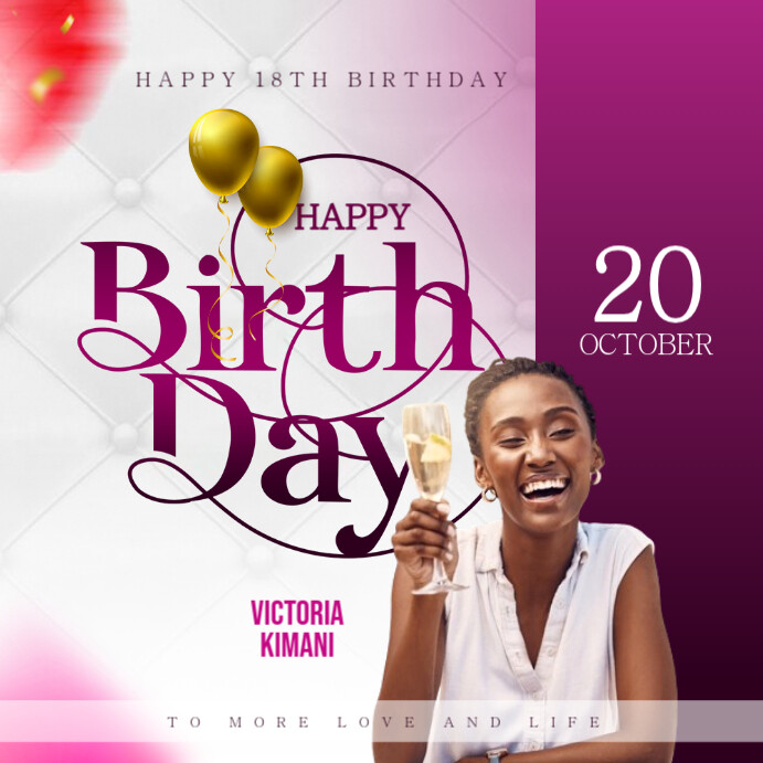 White Joyful Happy Birthday Instagram Post template