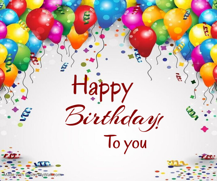 Rectangle Bday Card White Joyful Happy Birthday Medium Rectangle Template | PosterMyWall