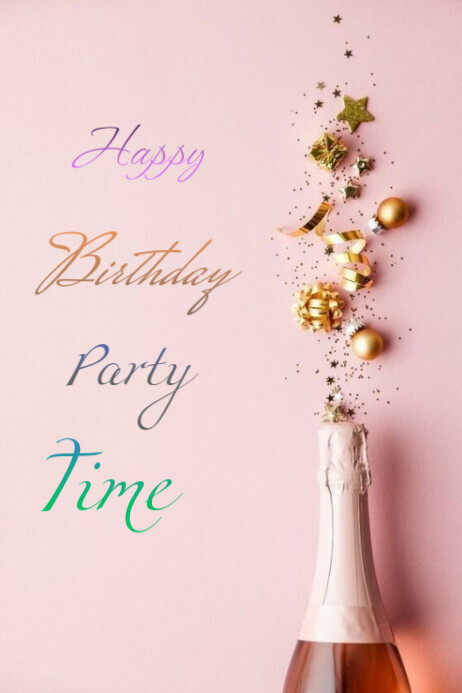 White Joyful Happy Birthday Party Time  Poster Affiche template