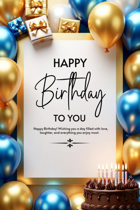 Posre Example White Joyful Happy Birthday Poster Template | PosterMyWall