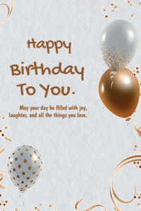 White Joyful Happy Birthday Templates And Online Greeting Cards Poster