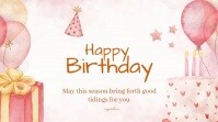 White Joyful Happy Birthday Video Templates  Digital Display (16:9)