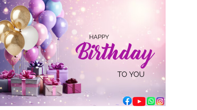 White Joyful Happy Birthday Youtube Thumbnail template
