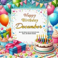 White Joyful Happy Bithday December Logo template