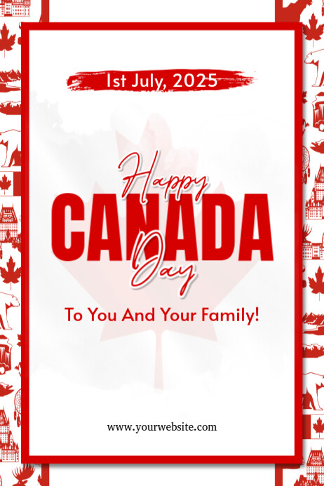 White Joyful Happy Canada Day  Poster Plakkaat template