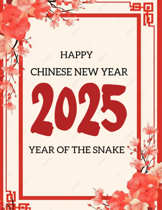 White Joyful Happy Chinese New Year Flyer (us Letter) Template ...