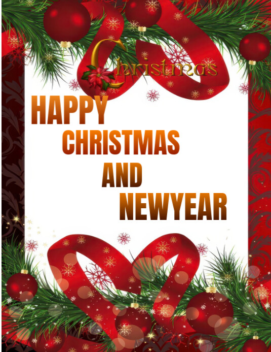 White Joyful Happy Christmas And New Year Template Flyer (us Letter ...