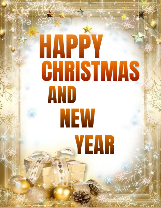 Plantilla de White Joyful Happy Christmas And New Year Template Flyer ...