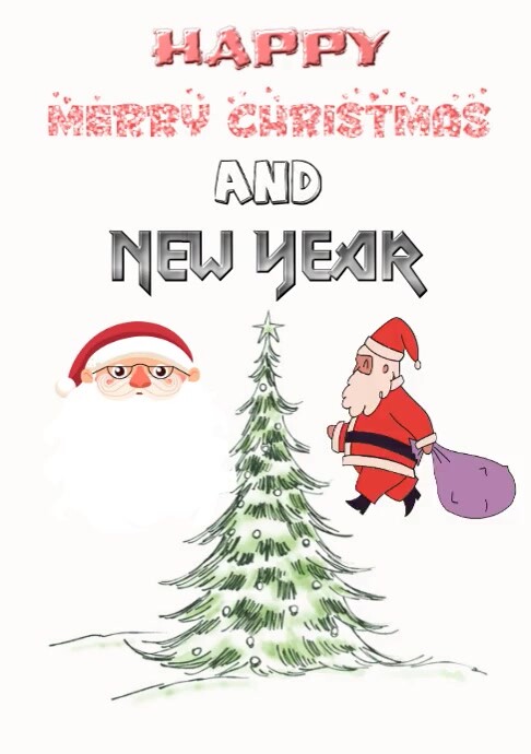 Plantilla de White Joyful Happy Christmas And New Year Wishes A4 ...