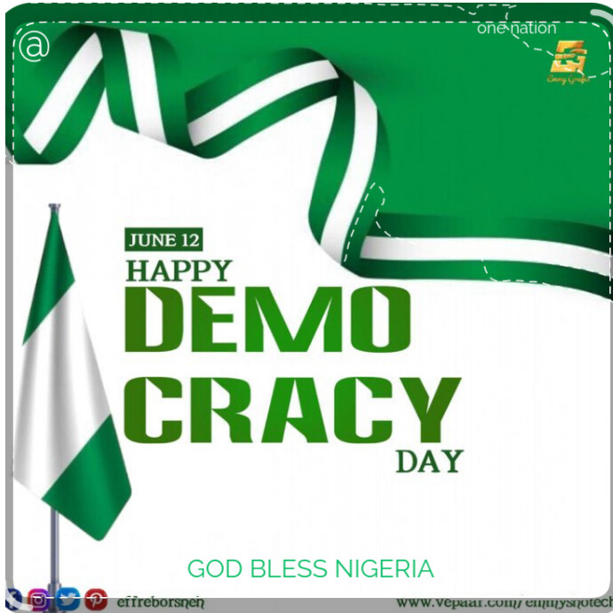 White Joyful Happy Democracy Day  Logo Logótipo template