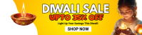 White Joyful Happy Diwali Sale Banner 2' × 8' template