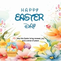 White Joyful Happy Easter Instagram Post template