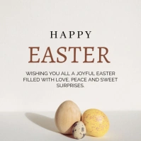 White Joyful Happy Easter Wishes  Instagram Post template