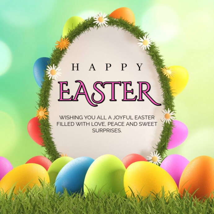 White Joyful Happy Easter Wishes Posts Instagram Post Template ...