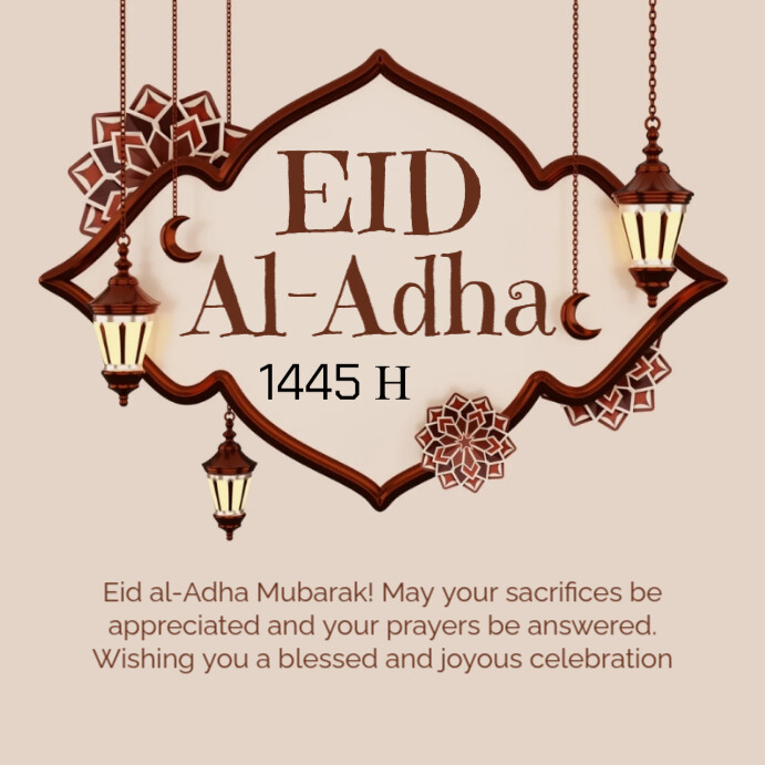 White Joyful Happy Eid Al Adha Celebration Wishes  Instagram Post template