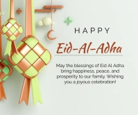 White Joyful Happy Eid Mubarak Celebration Te Large Rectangle template