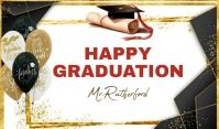 White Joyful Happy Graduation Tag Cartellino template