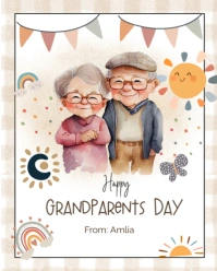 White Joyful Happy Grandparents Day Instagram Portrait template