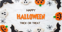 White Joyful Happy Halloween  Facebook Shared Image Obraz udostępniany na Facebooku template