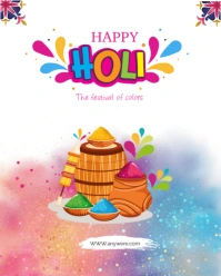 White Joyful Happy Holi  Instagram Portrait template