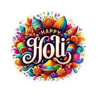 White Joyful Happy Holi Lettering Quote Decorated With Doodles Good For Posters Prints Cards Sticker Logo template