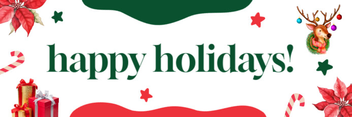 White Joyful Happy Holidays Banner Banner 2' × 6' template
