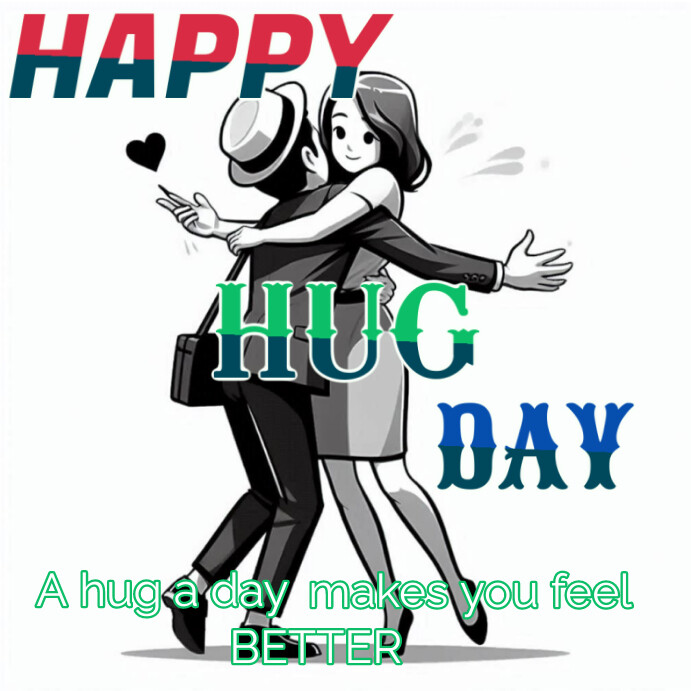 Hug By Post White Joyful Happy Hug Day Instagram Post Template | PosterMyWall