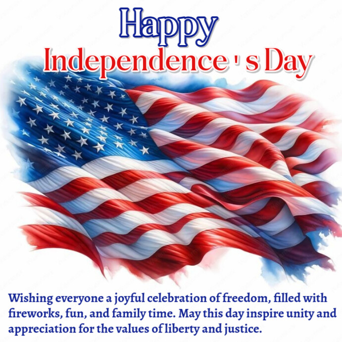 White Joyful Happy Independence's Day 4th July, Free Editable Social Media Post Template  Instagram