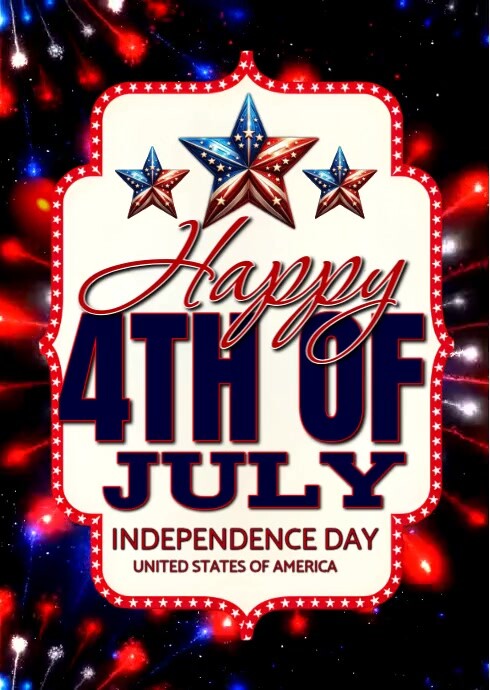White Joyful Happy Independence Day A6 template